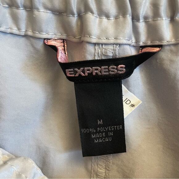 Express M mini skirt metallic gray utility cinched elastic waistband bow tie - Picture 4 of 7